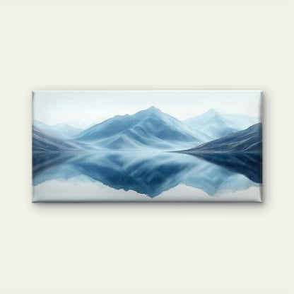 Blue Gray Abstract Mountain Wall Art Canvas Office Home Room Framed 120x60cm