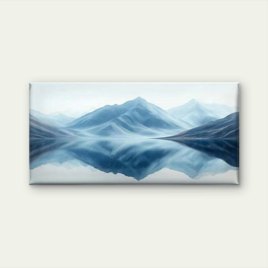 Blue Gray Abstract Mountain Wall Art Canvas Office Home Room Framed 120x60cm
