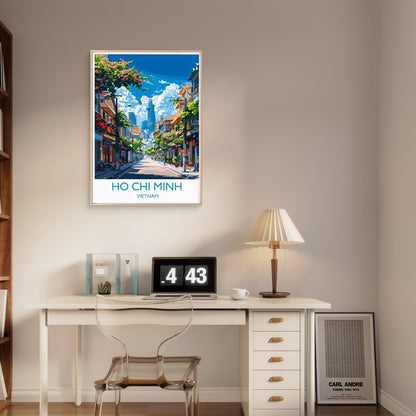 Vibrant streets of sunny Ho Chi Minh Travel Poster Print Wall Art - Bella Home Decor