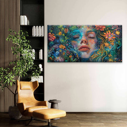 Sleeping Fantasy Woman Floral Wall Art Canvas Office Home Room Framed 120x60cm