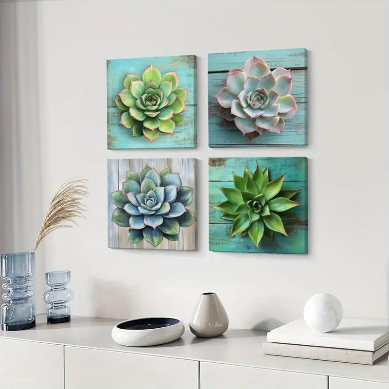 4pcs Colorful Flowers and Beauty   Wall Art Canvas Framed