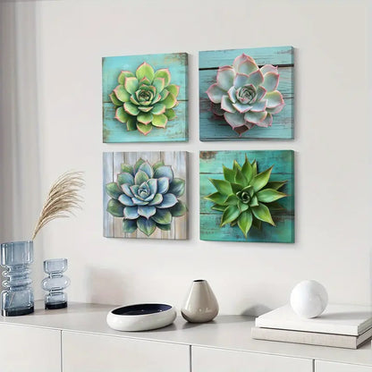 4pcs Colorful Flowers and Beauty   Wall Art Canvas Framed