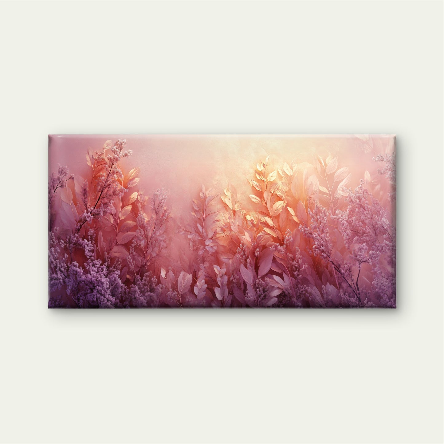 Pink And Purple Dream Garden Wall Art Canvas Office Home Room Framed 120x60cm