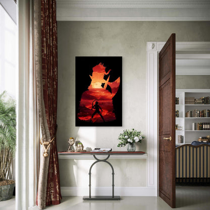 Warrior Battling a Monster 60x90cm Metal Print Ready to Hang - Bella Home Decor