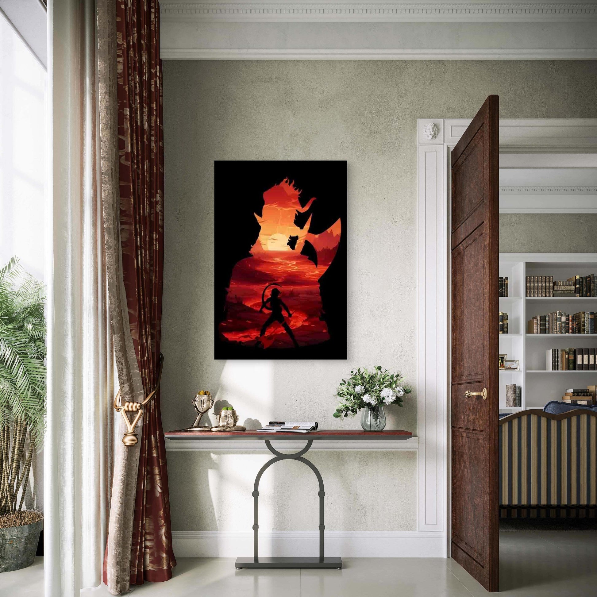 Warrior Battling a Monster Metal Print Ready to Hang - Bella Home Decor