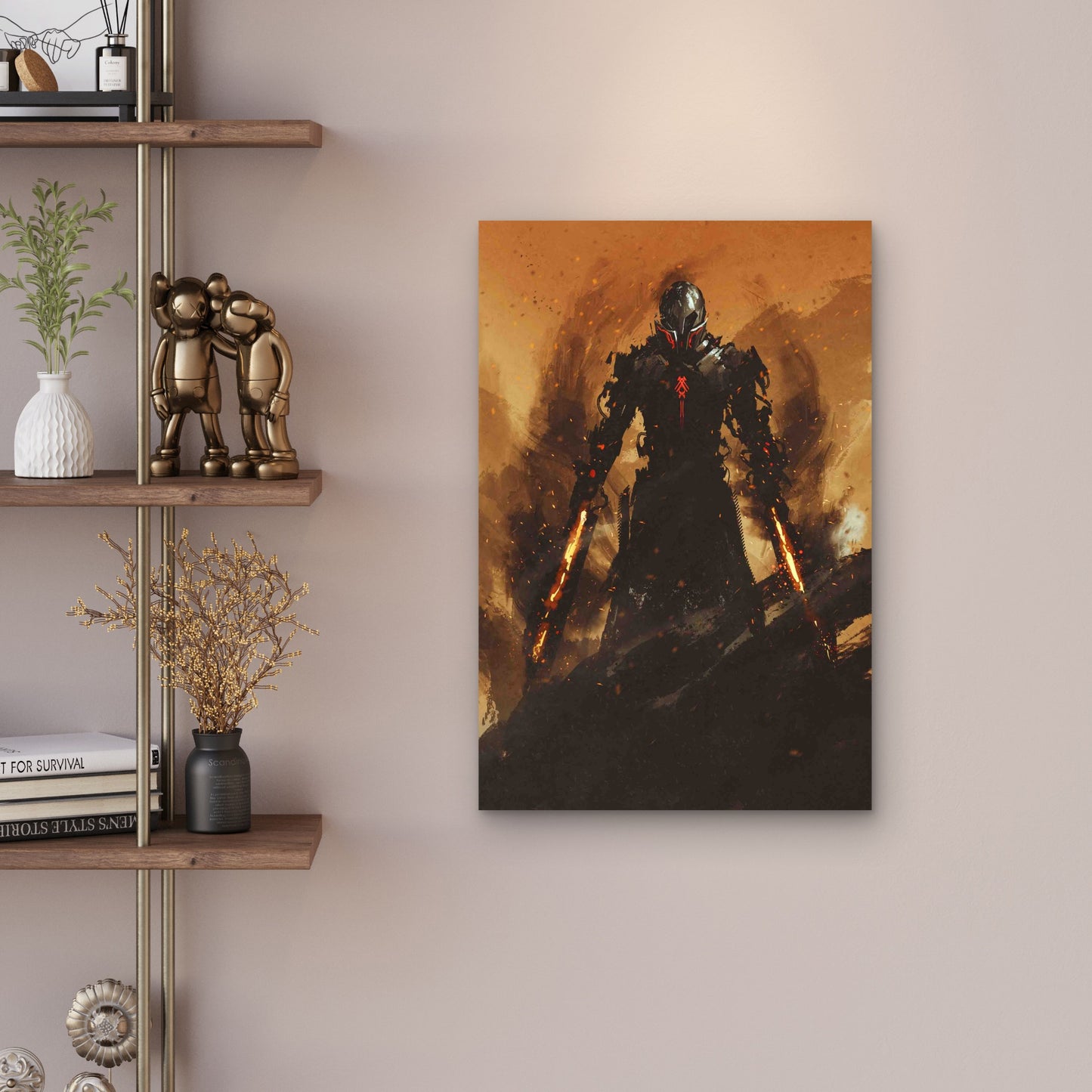 Dark Fiery Warrior 60x90cm Metal Print Ready to Hang