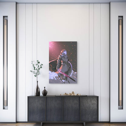 Futuristic Knight with Glowing Sword  60x90cm Metal Print Ready to Hang