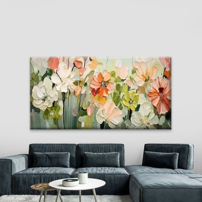 Abstract Soft Pink Floral Wall Art Canvas Office Home Room Framed 120x60cm