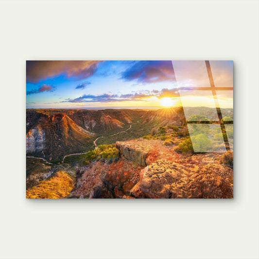 Outback Canyon Sunset Mountain View Acrylic Glass Printing Wall Art Australian Made Quality