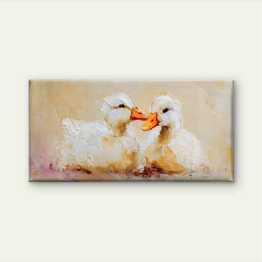Cute White Ducklings Wall Art Canvas Office Home Room Framed 120x60cm