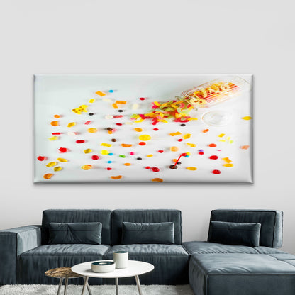 Candies Spilled From Glass Jar Wall Art Canvas Office Home Room Framed 120x60cm