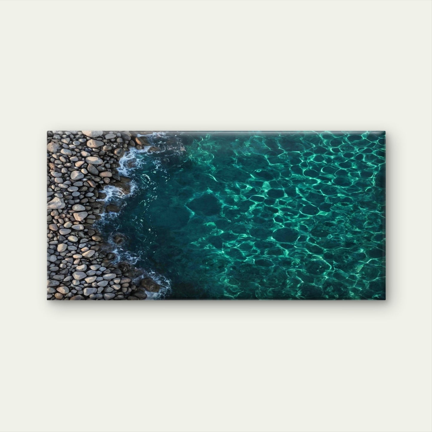 Aerial Ocean Rockpool Wall Art Canvas Office Home Room Framed 120x60cm