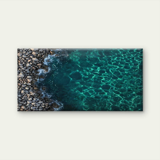 Aerial Ocean Rockpool Wall Art Canvas Office Home Room Framed 120x60cm