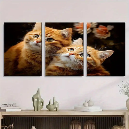 3pcs Two Cute Orange Cats Metal Print Ready to Hang Art