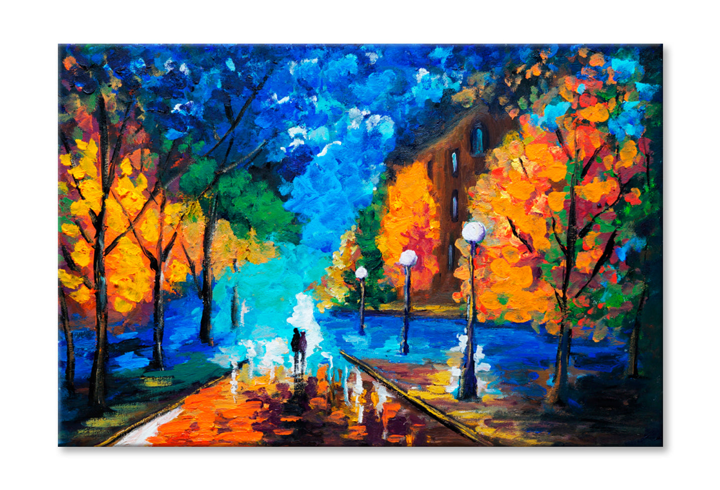 Dating Night Couple Oil Painting Wall Art Limited Edition High Quality Print Stretched Canvas None