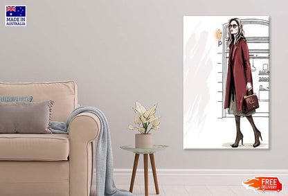 Modern Girl with Her Red Coat Fashion Art Print 100% Australian Made