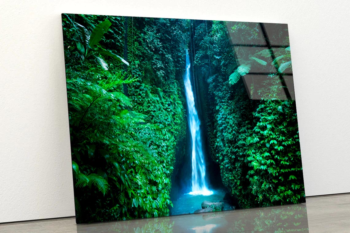 Leke Waterfall Near Ubud in Bali  Acrylic Glass Print Tempered Glass Wall Art 100% Made in Australia Ready to Hang