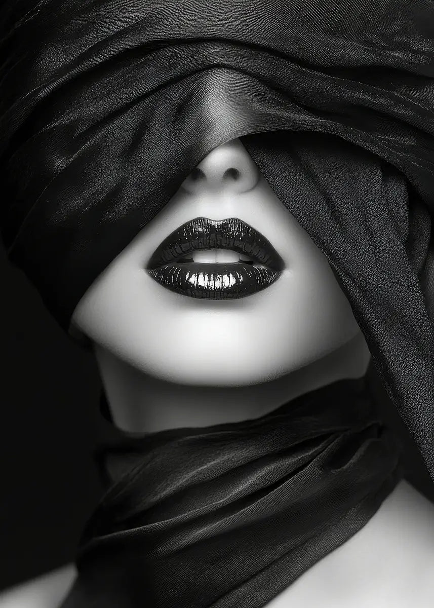 Glossy Black Luxury Woman Lips Fashion Home Decor Premium Quality Poster Print Choose Your Sizes - Bella Home Decor
