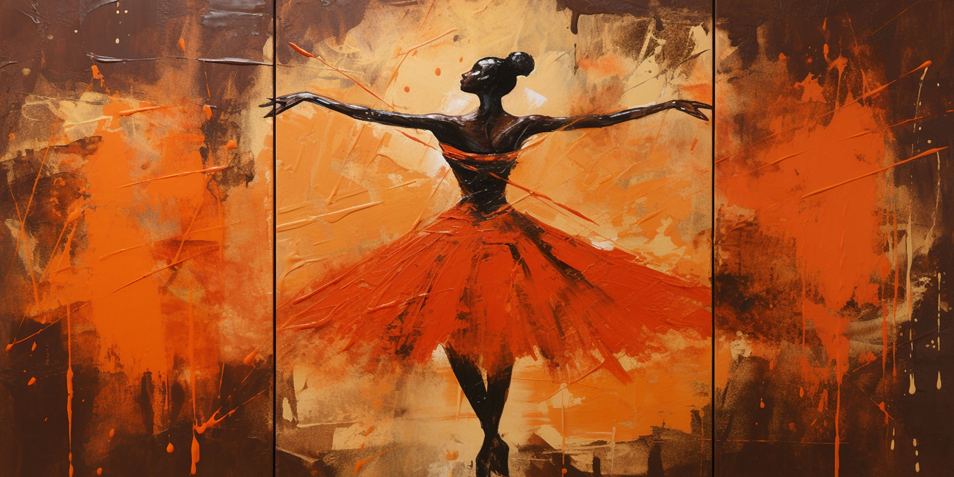 Orange Ballerina Painting Wall Art Canvas Office Home Room Framed 120x60cm - Bella Home Decor