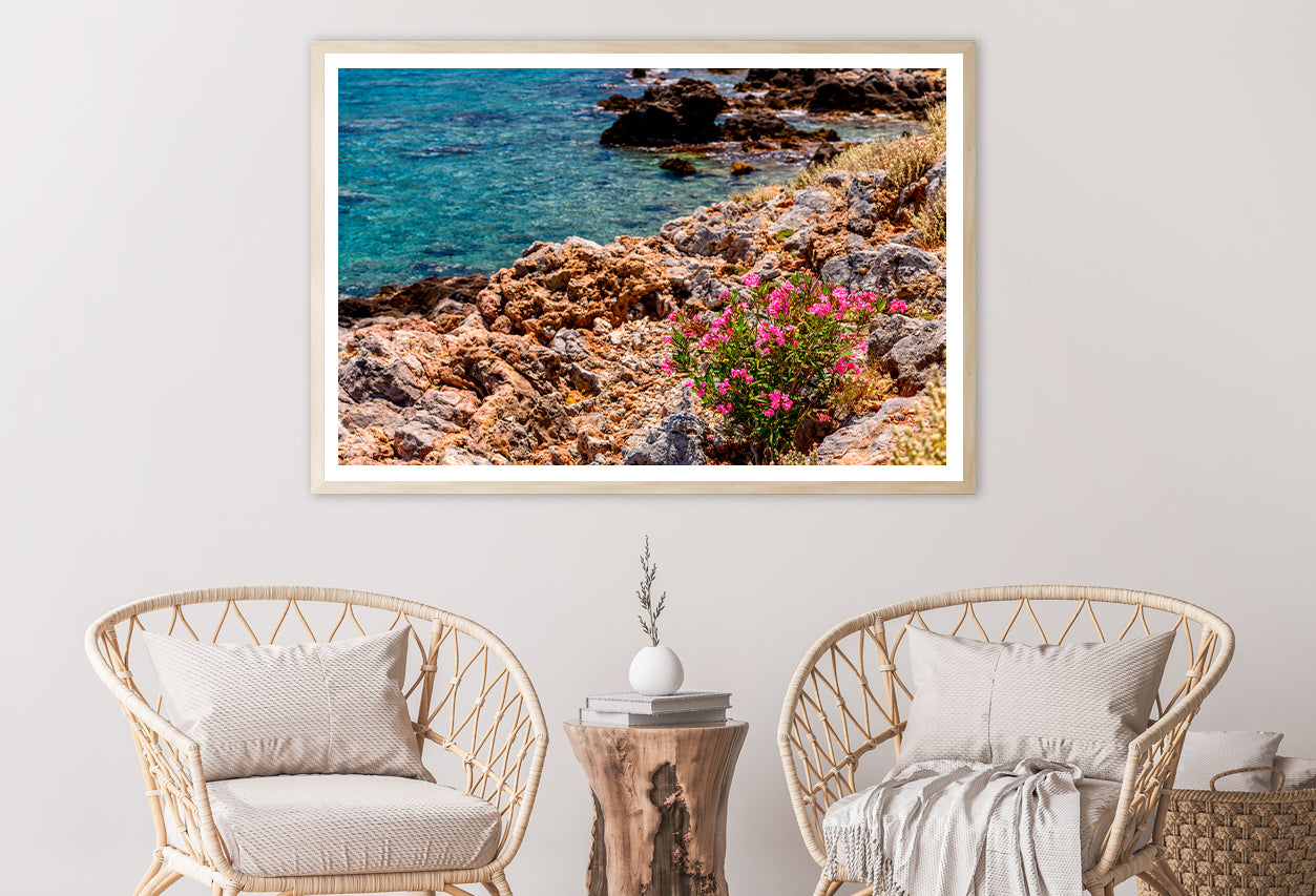 Beautiful Nature Flowers with River Home Decor Premium Quality Poster Print Choose Your Sizes