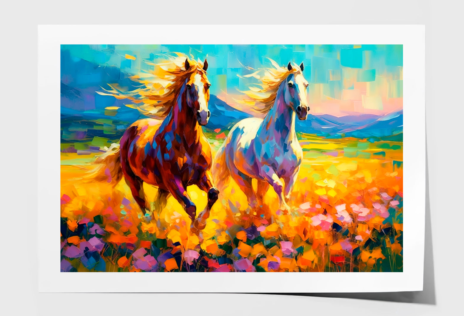 A Pair Of Horses In Love Oil Painting Wall Art Limited Edition High Quality Print Unframed Roll Canvas None