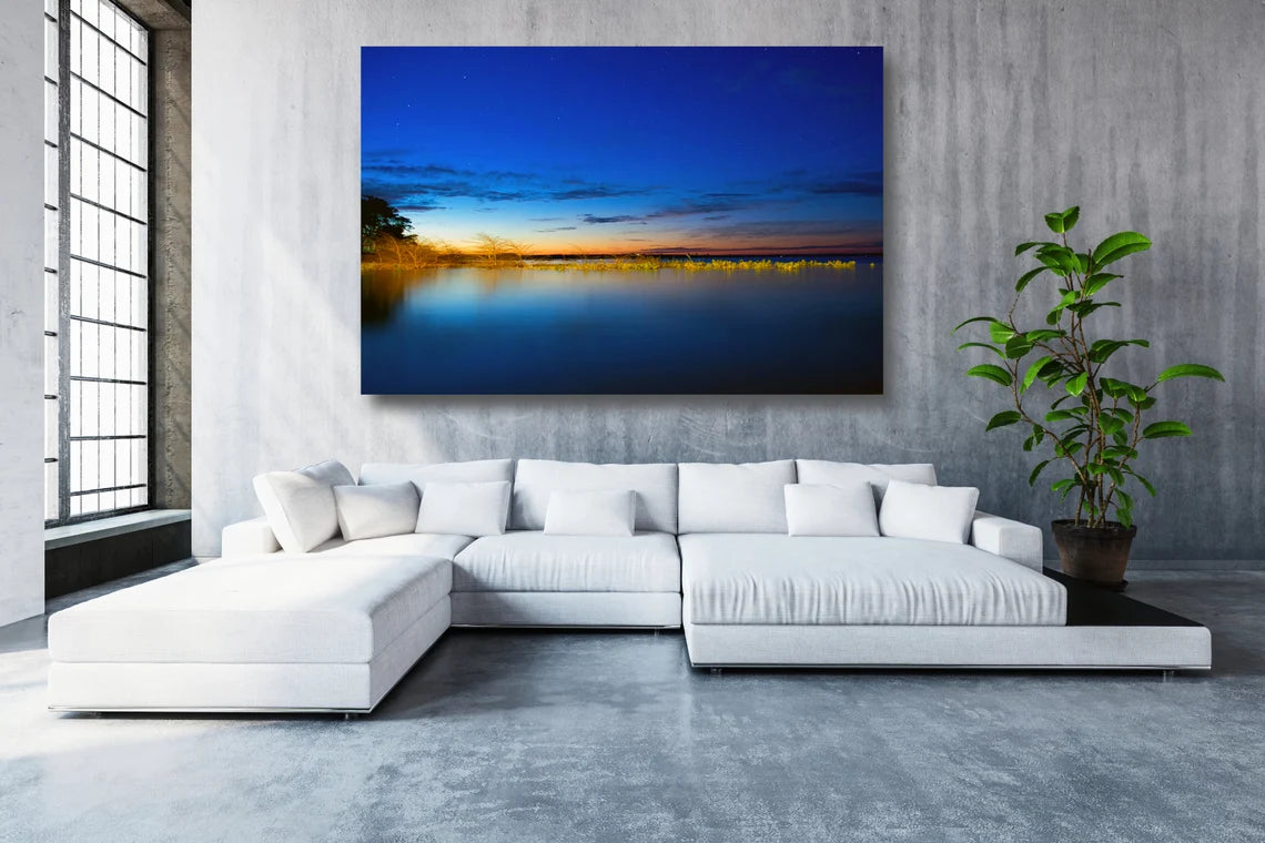 Rio Lake Sunset Minimalist UV Direct Aluminum Print Australian Made Quality