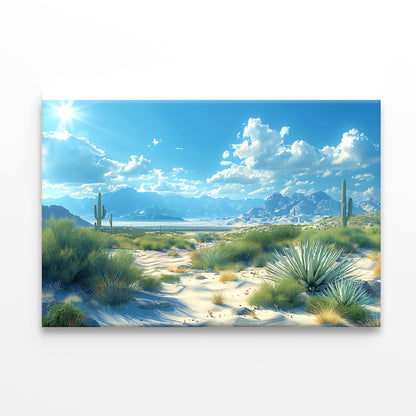 Plants under a Cloudy Sky with Mountains Print 100% Australian Made - Bella Home Decor