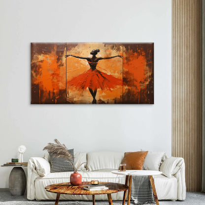 Orange Ballerina Painting Wall Art Canvas Office Home Room Framed 120x60cm - Bella Home Decor
