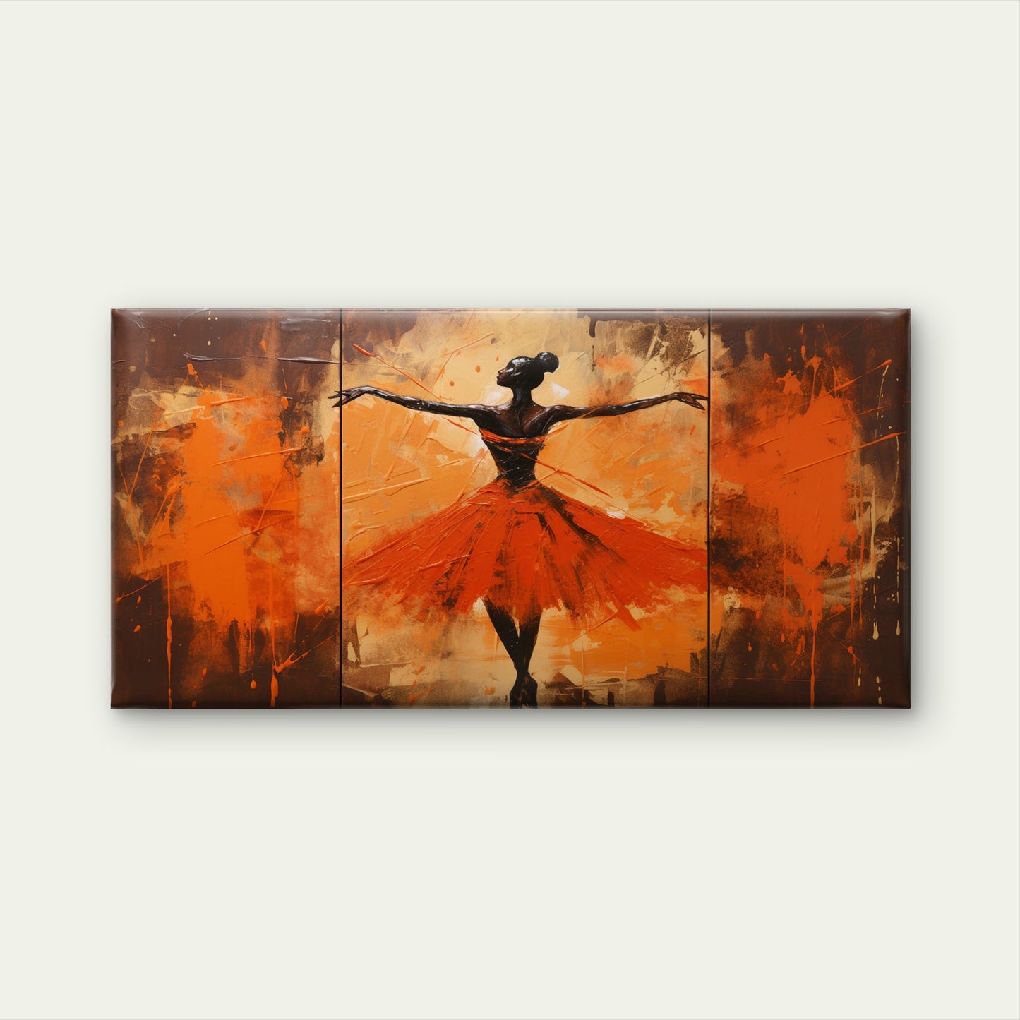 Orange Ballerina Painting Wall Art Canvas Office Home Room Framed 120x60cm - Bella Home Decor
