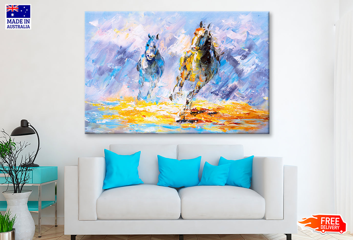 Running Horses Watercolor Painting Wall Art Limited Edition High Quality Print