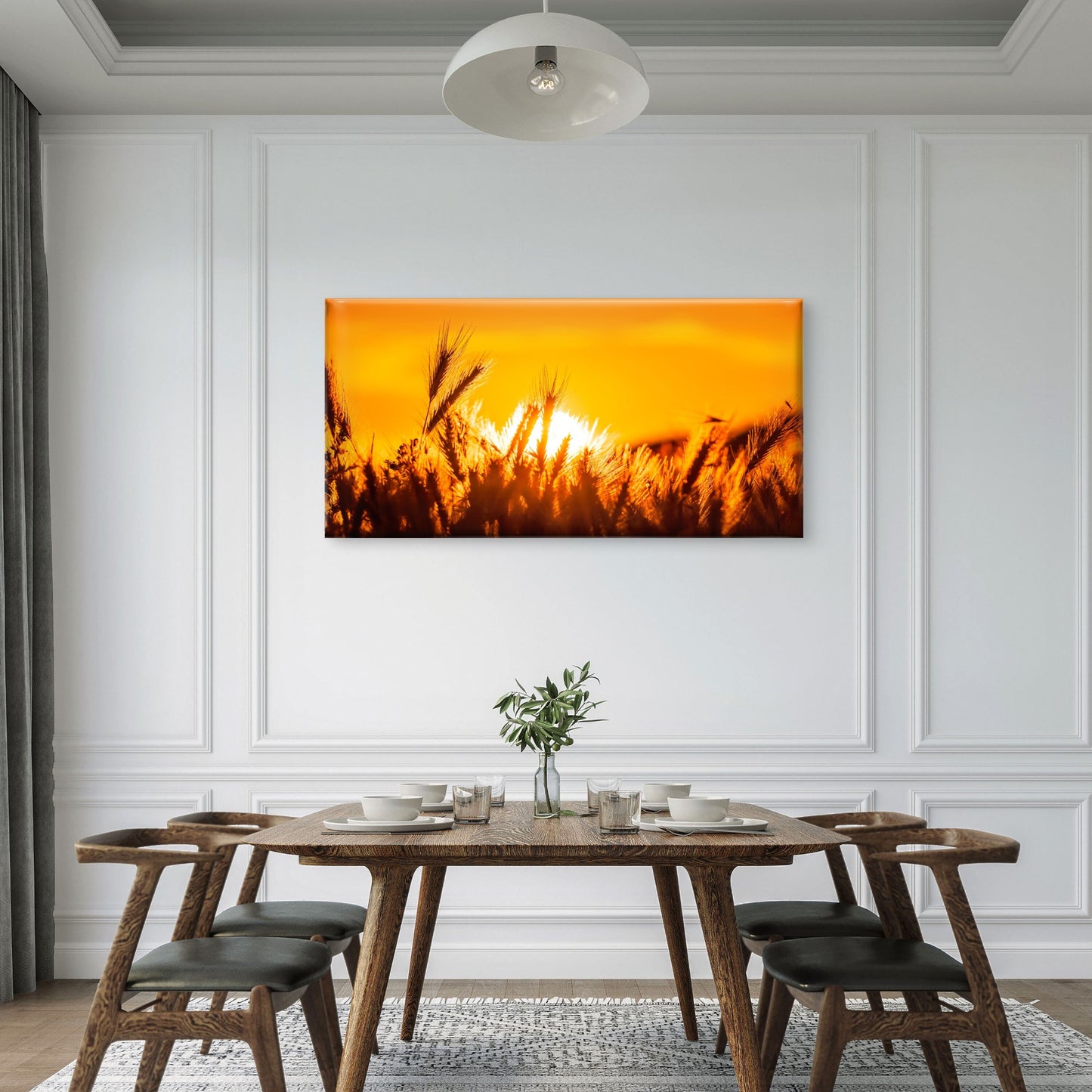 Field With Wild Grasses Sunset Wall Art Canvas Office Home Room Framed 120x60cm