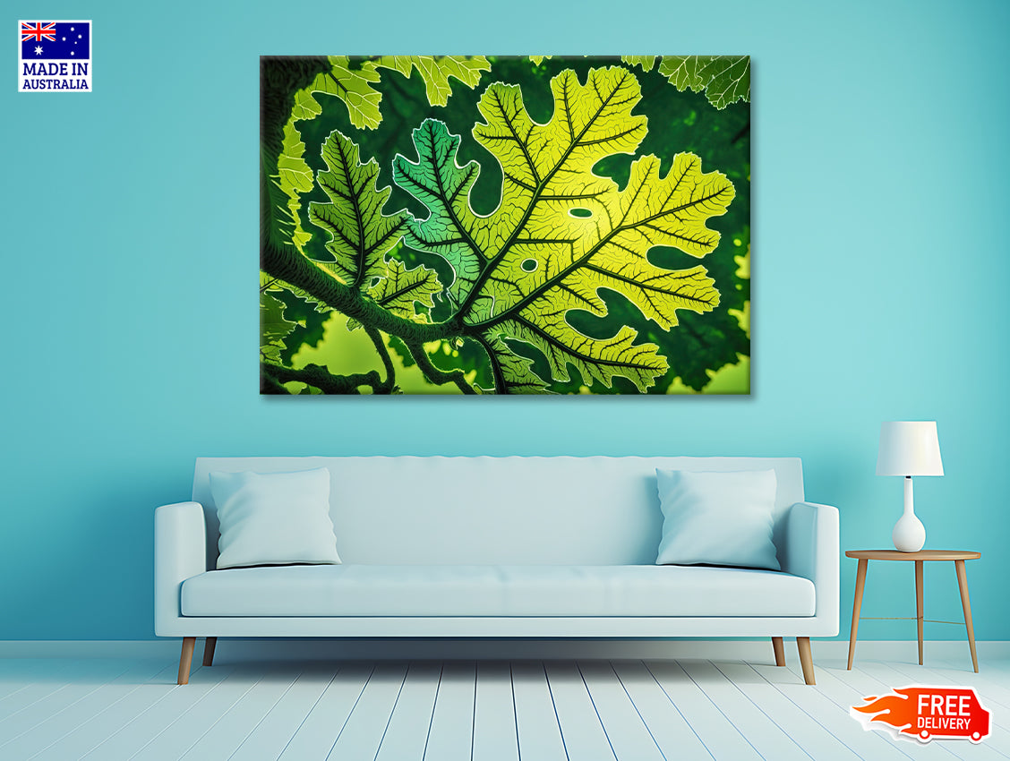 Close-Up Photo of A Green Leaf Print 100% Australian Made - Bella Home Decor