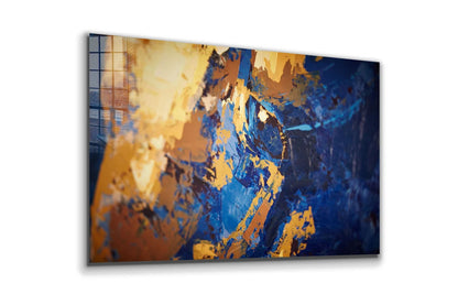 Yellow Blue Abstract UV Direct Aluminum Print Australian Made Quality