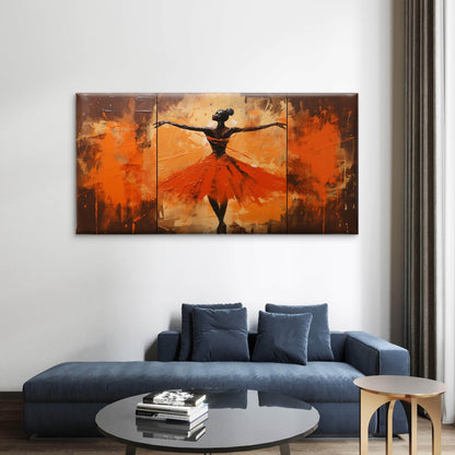Orange Ballerina Painting Wall Art Canvas Office Home Room Framed 120x60cm - Bella Home Decor
