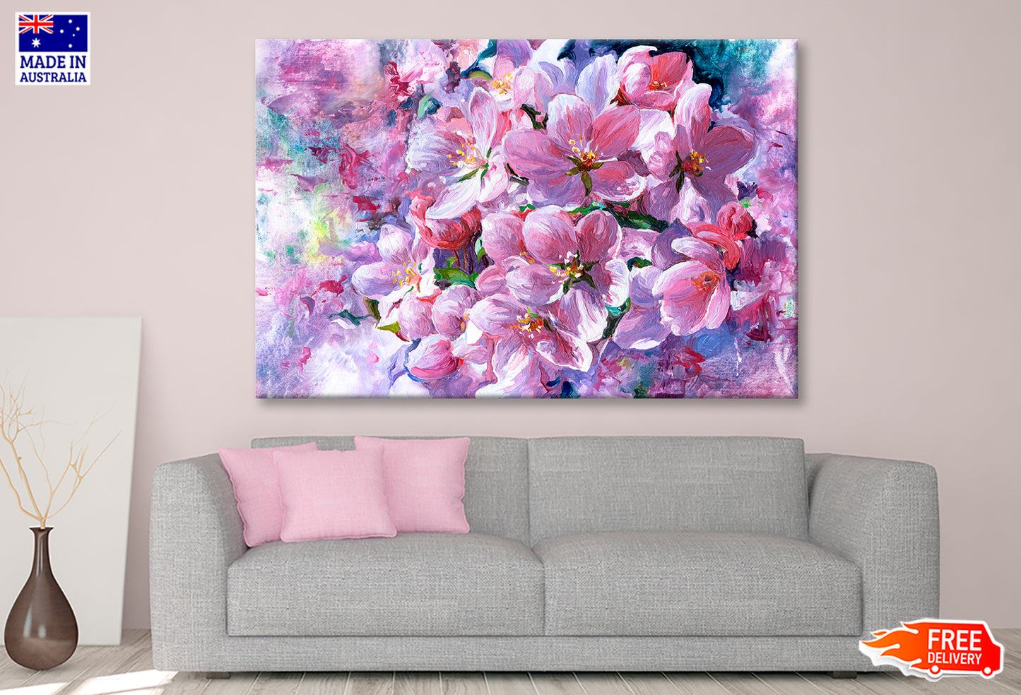 Branch Of Pink Flowers Oil Painting Wall Art Limited Edition High Quality Print