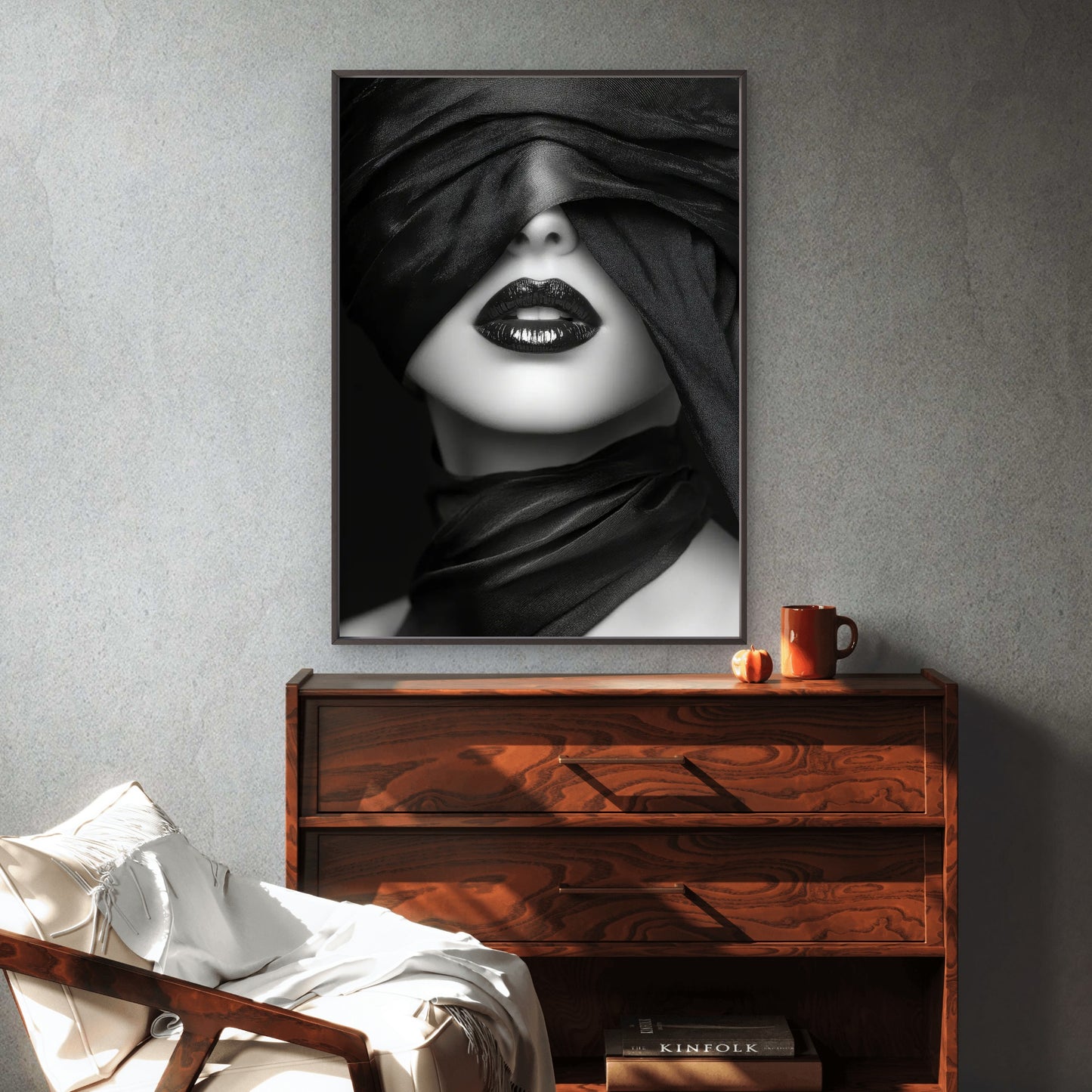 Glossy Black Luxury Woman Lips Fashion Home Decor Premium Quality Poster Print Choose Your Sizes - Bella Home Decor