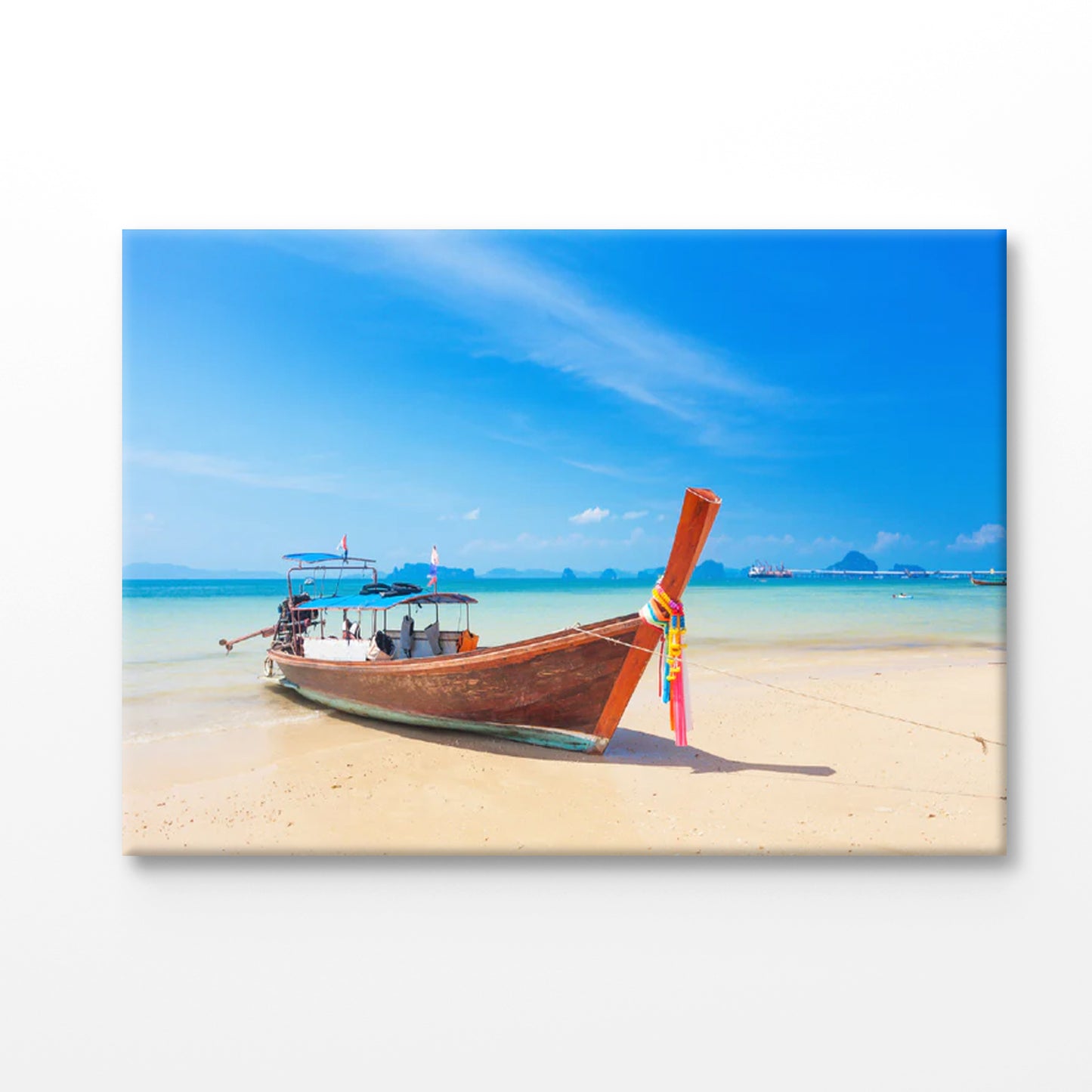 Bella Home Longtail Boat & Beautiful Beach Print Canvas Ready to hang