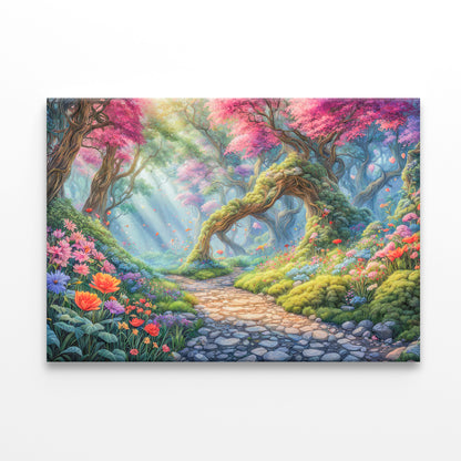 View of a Garden Filled With Colorful Flowers Print 100% Australian Made