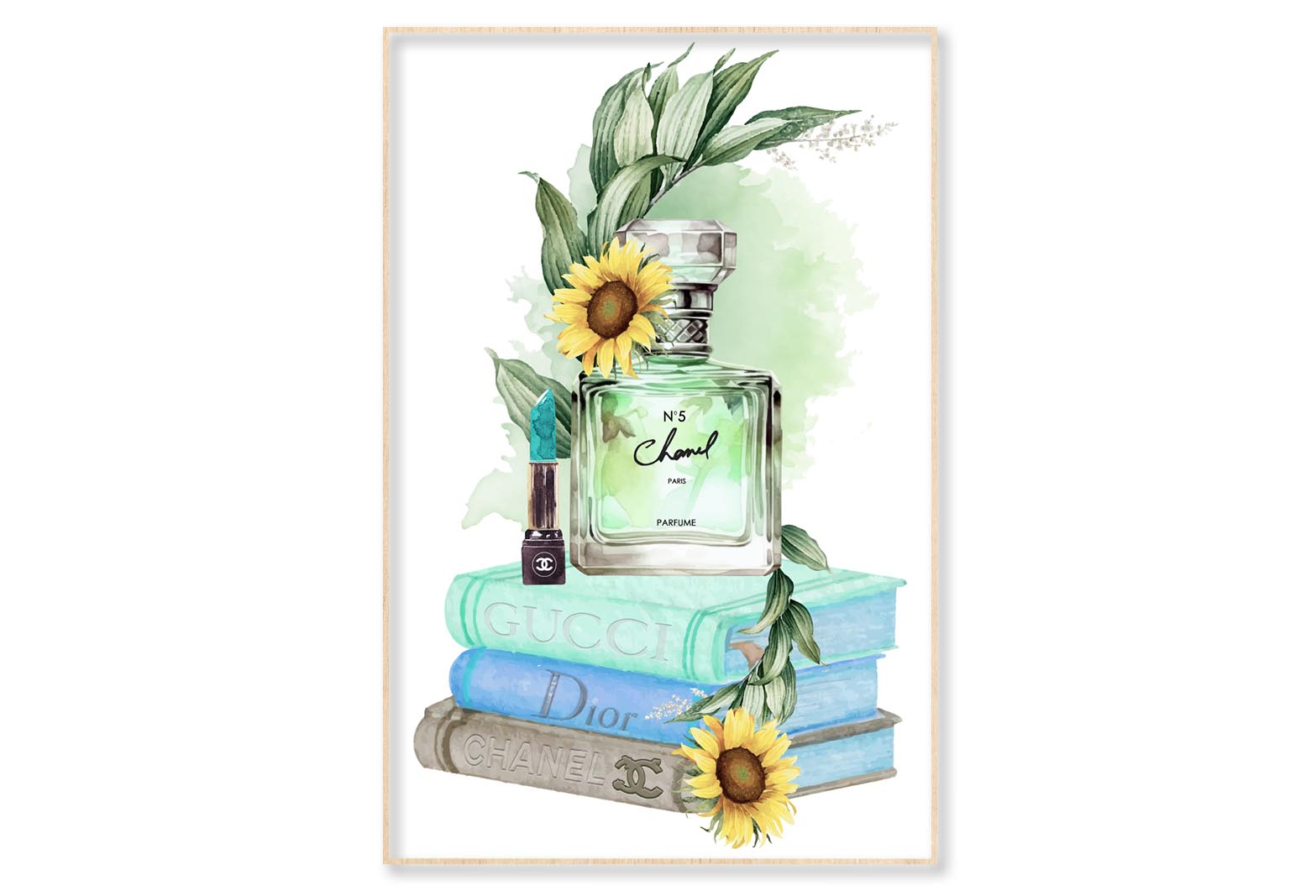 Sunflower Perfume Wall Art Limited Edition High Quality Print Canvas Box Framed Natural