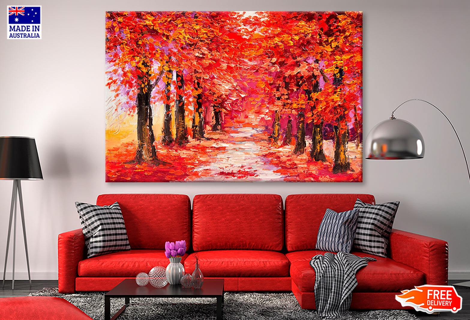 Autumn Trees With Forest Road Oil Painting Wall Art Limited Edition High Quality Print