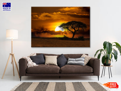 Sunset in Africa Over Acacia Tree Print 100% Australian Made - Bella Home Decor