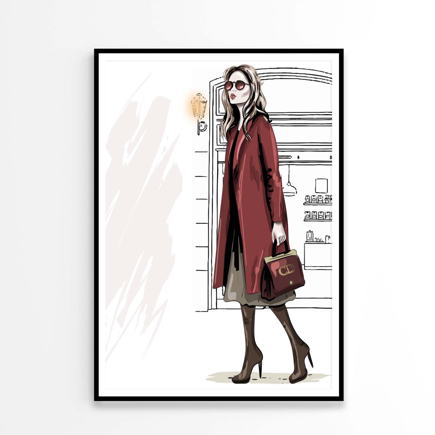 Modern Girl with Her Red Coat Fashion Art Design Home Decor Premium Quality Poster Print Choose Your Sizes