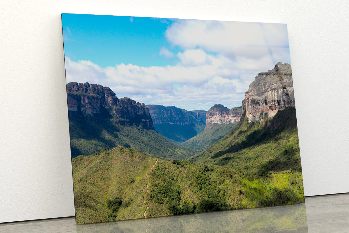 A Scenic View of a Valley with Mountains in Brazil Acrylic Glass Print Tempered Glass Wall Art 100% Made in Australia Ready to Hang