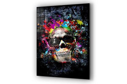 Neon Skull Abstract UV Direct Aluminum Print Australian Made Quality