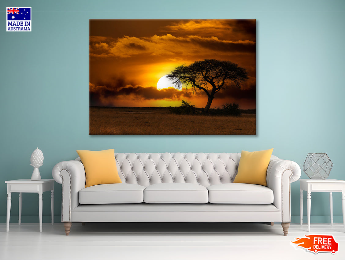 Sunset in Africa Over Acacia Tree Print 100% Australian Made - Bella Home Decor