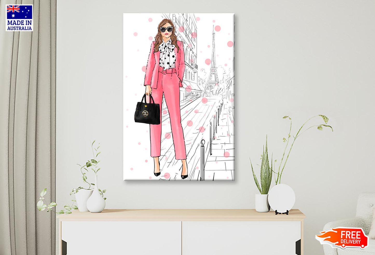 Stylish Boss Lady And Her Handbag Wall Art Limited Edition High Quality Print