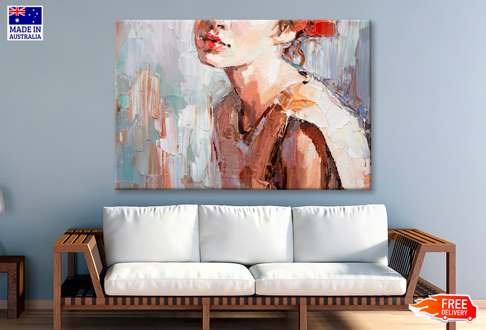 Girl With Red Lips Oil Painting Limited Edition High Quality Print