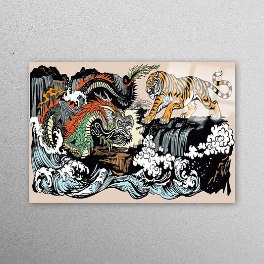 Dragon Vs Tiger Utagawa Kuniyoshi Acrylic Glass Print Tempered Glass Wall Art 100% Made in Australia Ready to Hang