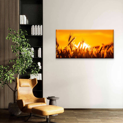 Field With Wild Grasses Sunset Wall Art Canvas Office Home Room Framed 120x60cm