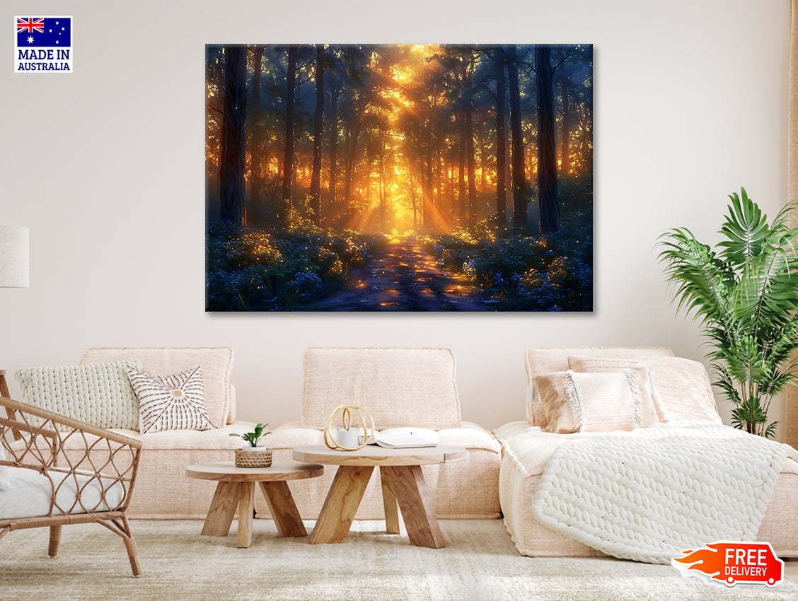 Forest with the Bright Sun Shining Print 100% Australian Made - Bella Home Decor